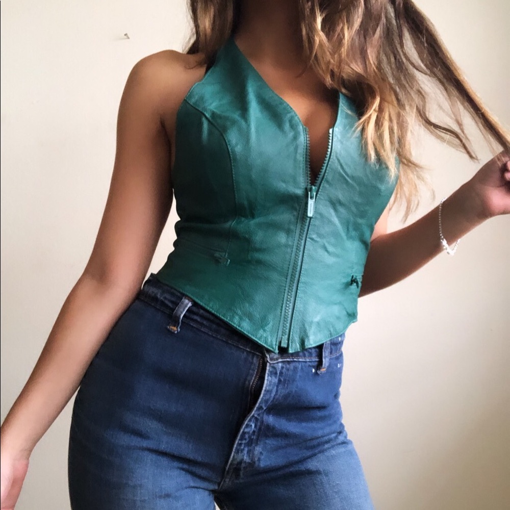 Vintage 90s leather halter